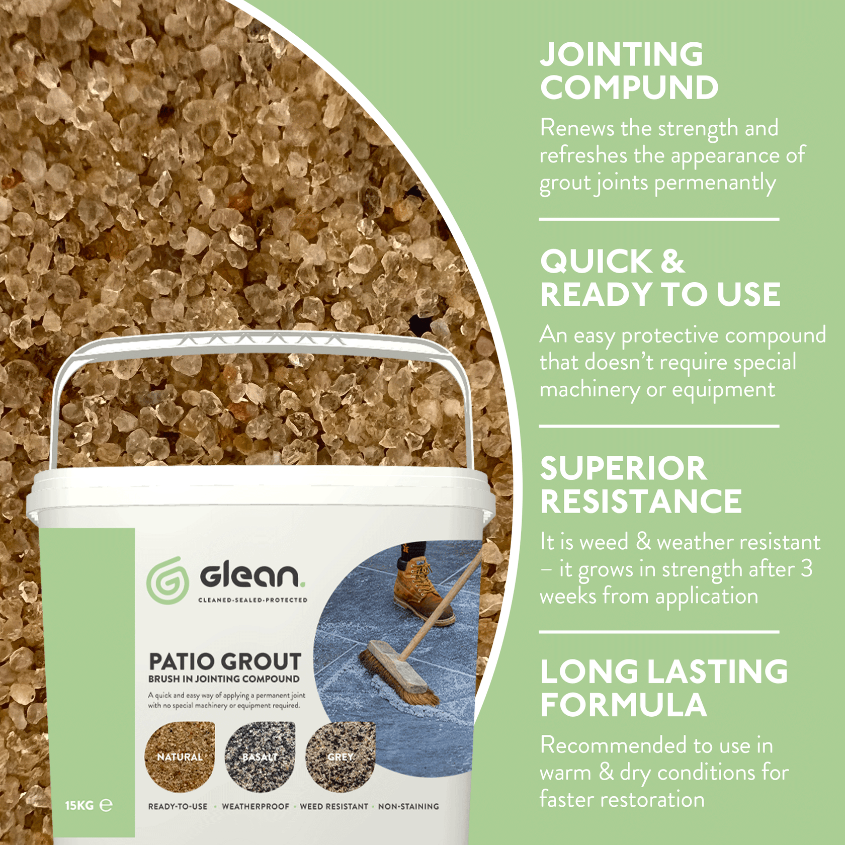 Patio Grout Brush In Jointing Compound GLEAN GleanUK