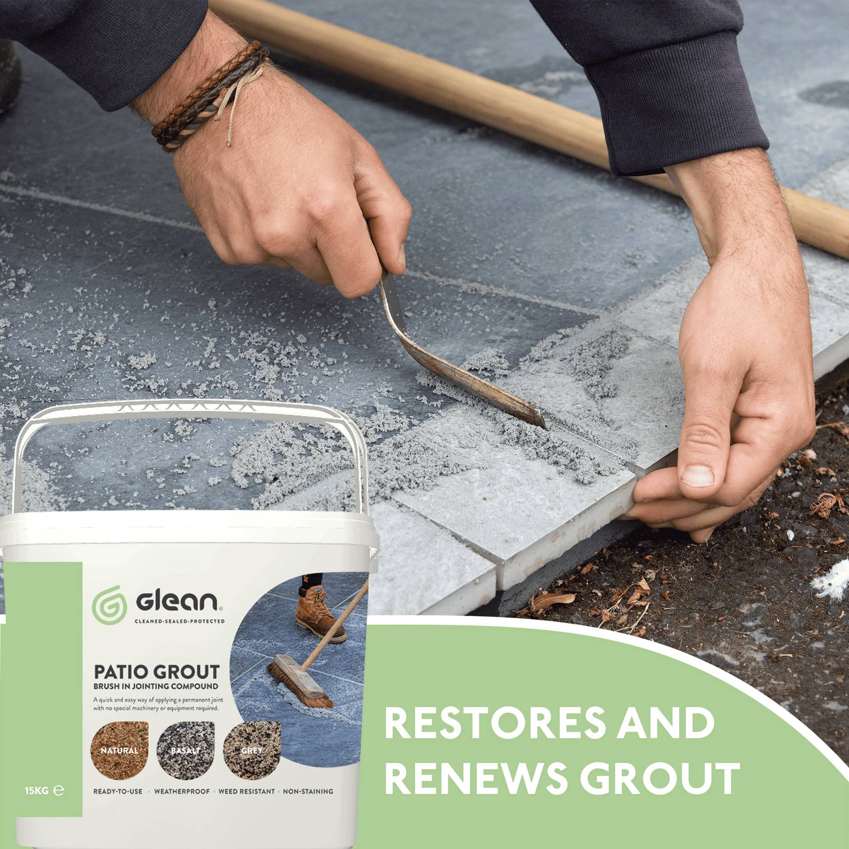 Patio Grout Brush In Jointing Compound GLEAN GleanUK