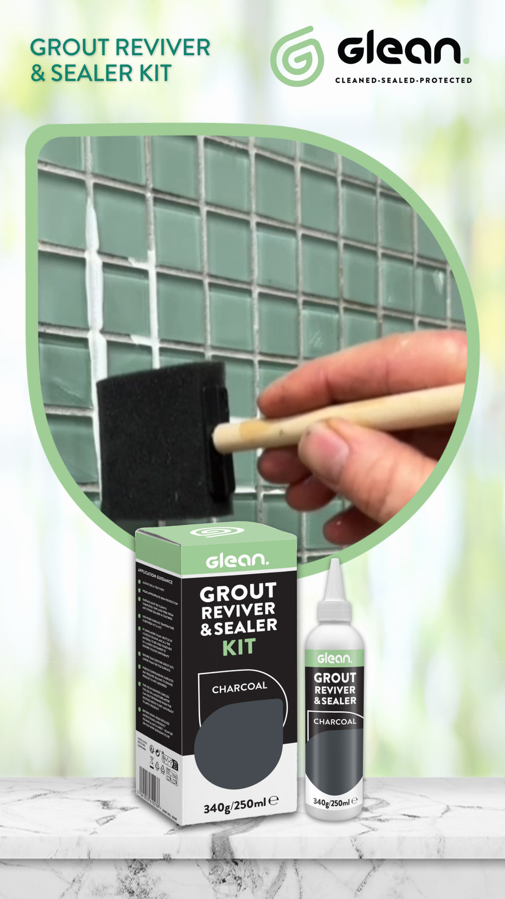 GLEAN Tile & Grout Sealer Spray | 400ml | Clear Waterproof | WhichOne